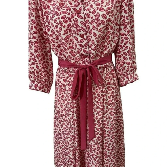 Rare Vintage Petites By WILLI‎ Sz 12 Pink Floral Spring Couture Midi Shirt Dress - Picture 2 of 10